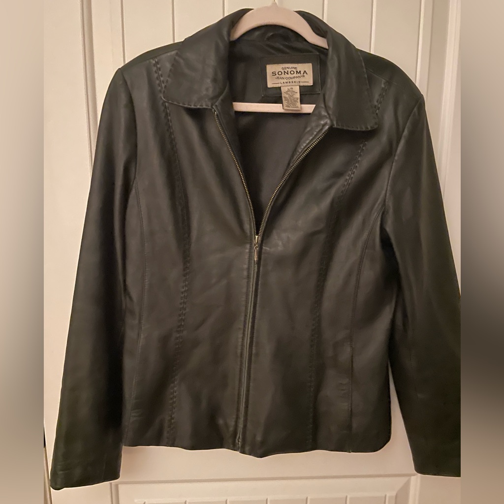 Black Sonoma Brand Leather Jacket In Great Shape. Perfect Date Night On Trend.